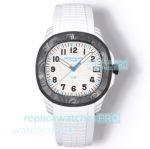 Swiss Replica DIW Patek Philippe Aquanaut Carbon&Quartz Case White Rubber Strap Watch 